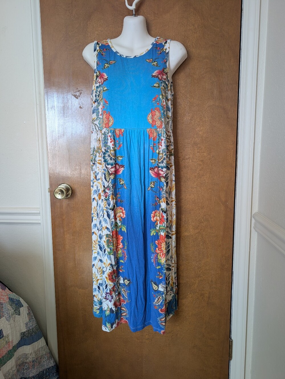 Johnny Was Blu Easy Fit Sleeveless Floral Midi Dress